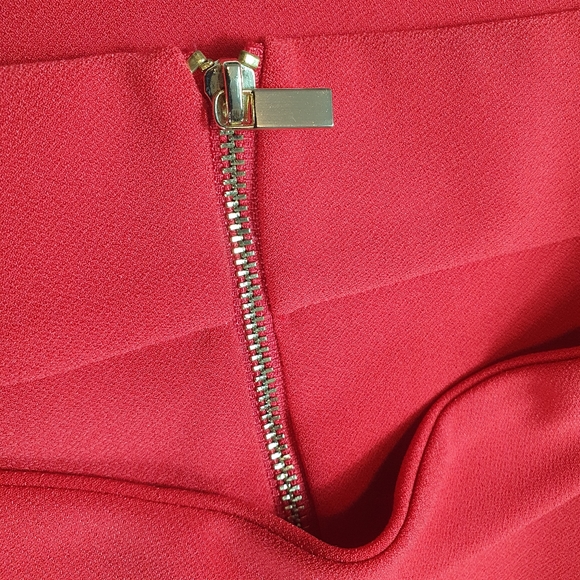 NWOT Portmans red skirt size 12  midi pencil skirt belted office corporate slit - Picture 4 of 6